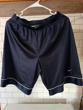 Nike Dark Navy Athletic Shorts with White Accents